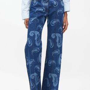 JACQUEMUS L e Raphia Blue Paisley Printed Jeans